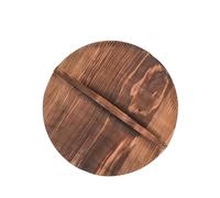 Tapa de madera natural para olla, tapa redonda con asa, color carbonizado, 34 cm