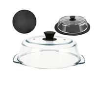 Tapa de microondas genérica | Tapa de calentamiento transparente reutilizable con mango de silicona | Cubierta plana para microondas - Horno, Cuencos Y