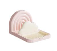 Tapa de olla en forma de arco iris y soporte para utensilios con bandeja de goteo extraíble, bonito organizador de encimera de cocina de nube para espátulas, cucharas, palillos (rosa)