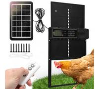 Tapa de pollo automática solar con pantalla LCD y mando a distancia, tapa eléctrica con temporizador, parada de obstáculos, alarma, USB-C, IPX4 para gallinero, protección contra pellizcos