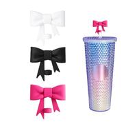 Tapa de popote de arco compatible con Starbucks Cup de silicona para pajitas pequeñas regulares de diámetro de 6 a 8 mm (3 piezas (negro, blanco y rosa rosa)