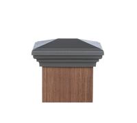 Tapa de poste 4x6 | Tapa cuadrada piramidal gris de Nueva Inglaterra para postes tratados a presin (3.5""x5.5"") cercas, cubiertas y buzones de At