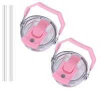 Tapa de repuesto de 30 onzas y 20 onzas para vaso Stanley IceFlow de acero inoxidable, 2 fundas de vaso a prueba de derrames con asa y boquilla abatible 2 en 1, a prueba de fugas y salpicaduras (rosa)
