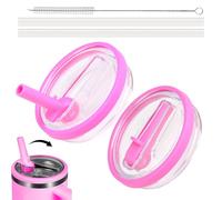 Tapa de Repuesto para Stanley Cup, 2 Piezas Tapa a Prueba de Fugas Anti Goteo Flip Straw para Stanley Cup 40 Oz Tapas Reutilizable Taza con 2 Pajitas y 1 Cepillo (Rosa)