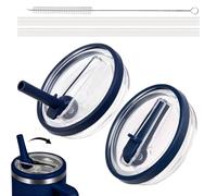Tapa de Repuesto para Stanley Cup, 2 Piezas Tapa a Prueba de Fugas Anti Goteo Flip Straw para Stanley Cup 40 Oz Tapas Reutilizable Taza con 2 Pajitas y 1 Cepillo (Azul)