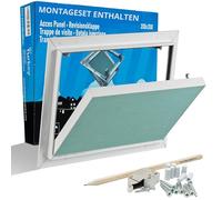 Tapa de revisión, 200x300 mm, sin espátulas, 20x30 cm, lista para pintar, construcción en seco, yeso, 12,5 mm, TMP, con marco de aluminio, apertura de mantenimiento, apta para entornos húmedos.