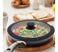 Tapa de silicona central de vidrio diseñada para resistencia al calor, sistema de regulación de vapor, se adapta a macetas de 18 cm, 20 cm, 26 cm sin riesgo de derrames (A 18 cm)