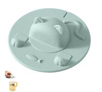 Tapa de silicona para taza de té, tapa y cubierta de taza, exprimidor de bolsas de té reutilizable con diseño de gato, apto para lavavajillas, se adapta a la mayoría de tazas (verde claro)