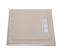 Tapa de Suelo Empotrada de Acero Inoxidable, Placa Cuadrada Ciega | Caja Eléctrica y Módulos de Cinco Orificios, Cierre Automático, Apertura Mano, Plata
