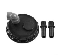 Tapa de tanque IBC DN150 para almacenamiento de agua y barriles de lluvia con conector de succión, cubierta de plástico ventilada para toneladas IBC, sello a prueba de fugas, negro (25 mm)