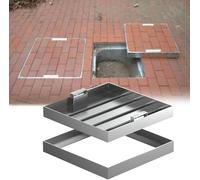 Tapa de tanque séptico empotrable de acero inoxidable resistente y cubierta de boca de 64 x 64 cm, diseño de ajuste invisible para patio y pavimento