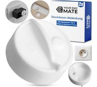 Tapa de toma de corriente, 2 piezas, blanca, de silicona, protección de la toma de corriente contra salpicaduras de agua, polvo, tapa para toma de corriente tipo E Francia, toma de corriente múltiple