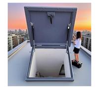 Tapa de trampilla de techo, cubierta de claraboya de ático a prueba de lluvia, tapa de salida de sótano, puerta de trampilla con manija, tapas de puerto de inspección(Negro,90 * 90cm(35.4 * 35.4in))