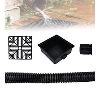 Tapa de tubería de lluvia: colector de agua de lluvia con colador de plástico para bajantes, desagüe de tubo de lluvia ampliable, desagüe de suelo, canalones, colector de lluvia para bajantes (negro)