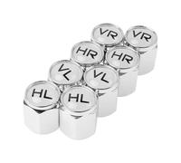 Tapa de Válvula de Aluminio, 8 piezas, en Plata, Tapones marcados de cubierta de polvo con empaquetadura para válvulas de Automóvil, Motocicleta, Tapa para válvula de neumáticos con marcaje, valve cap