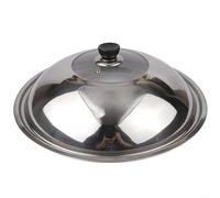 Tapa de vidrio templado de 40 cm con borde de acero inoxidable, cubierta de wok resistente al calor y tapa de cacerola para utensilios de cocina, apta para lavavajillas, parte superior de sartén de