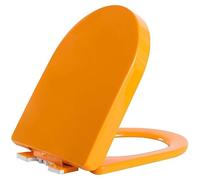 Tapa De WC Alargado 46 x 36 cm, Tapa De Inodoro Silenciosa De Cierre Suave Con 4 Parachoques Antideslizantes, Bisagras Fijas Superiores, Asientos De Inodoro En Forma De D/U, Naranja