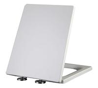 Tapa De WC Cuadrada Con Cierre Suave, Asiento De Inodoro De Fijación Superior, Bisagras Ajustables De Acero Inoxidable, Fácil Limpieza, Tapa De Inodoro De Polipropileno Blanco, 05B - 36.5x45cm