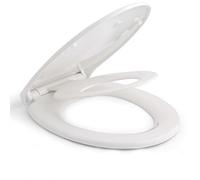 Tapa de WC, Himimi Asiento de Inodoro, Tapadera WC Universal con Asiento Magnético Desmontable, Bisagra Ajustable, Fácil de Instalar, Tapa WC de Polietileno (447 x 371 x 55 mm)