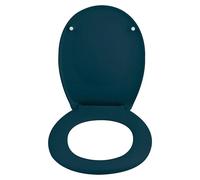 spirella Tapa de inodoro ovalada de alta calidad con acabado mate y cierre lento lento, antibacteriana, duroplast y acero inoxidable, color azul