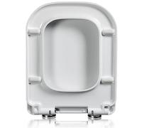 Tapa De WC Rectangular Con Cierre Suave, Asiento De Inodoro Resistente De Polipropileno Blanco, Sistema De Liberación Rápida Para Una Fácil Limpieza, Tapa De Inodoro De Repuesto Cuadrada, 36x45cm