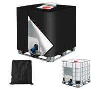 Tapa del Contenedor IBC 420D, Tapa del Tanque de Agua IBC 1000L -Lona Ultravioleta, Resistente a la Intemperie y Al P olvo, con Bolsa de Almacenamiento(120x100x116 cm) (Negro)