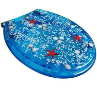 Tapa del inodoro, Asientos de inodoro Tapa de inodoro, con luz LED Silencioso Reducción lenta Resina de urea-formaldehído Cubierta superior ultrarresistente fija compatible con forma U/V/O,Blue