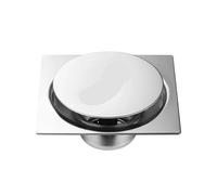 Tapa Desague Ducha Ducha de acero inoxidable for Hotel, fácil de limpiar, baño que rebota, cubierta de residuos duradera, drenaje de suelo, desodorante, Pedal plateado, tipo cuadrado(10x10cm)