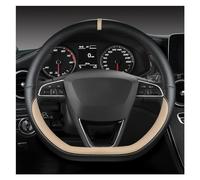 Tapa Embelle Protector Volante para Asiento para León para Cupra R ST para Ateca FR Protector para Volante De Coche Accesorios De Cuero PU para Automóvil(Beige D Shape)