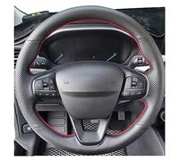 Tapa Embelle Protector Volante para Ford para Focus-4 2019 2020 para Fiesta 17-19 para Tourneo 2018 2019 Cubierta Personalizada para Volante Coche Accesorios Cuero Trenzado(White Thread)