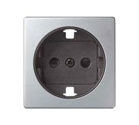 Tapa enchufe 2p + TT lateral + seguridad Simon 82 - aluminio - 82041-33