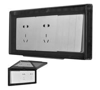 Tapa Enchufes Pared, 3 Compartimentos Impermeable Tapa Enchufes 86 Flip Cover, Delgada Autoadhesiva Autoadhesivo Cubierta Toma Corriente para Cocina, Baño, Verandas y Exterior (Negro Transparente)