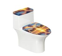 Tapa Inodoro Cubierta Árbol Naranja Del Atardecer Poliéster Lavable Tapa de Tanque de Inodoro Suave y Elástica Fácil de Instalar Antideslizante Protectora Funda Antipolvo (6 piezas)