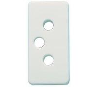 Tapa para base blanca con características técnicas de alta durabilidad, ideal para uso en instalaciones eléctricas y diseño de interiores.