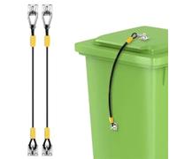 Tapa para cubo de basura con cuerda de alambre, color negro | Material de acero inoxidable, resistente a la intemperie, duradero para exteriores, mantiene la tapa segura