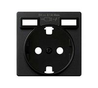 Tapa enchufe Schuko 2p+ tt 16AX con doble cargador USB Simon 82 Concept 8200049-098 Negro Mate