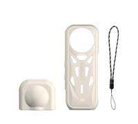 Tapa para Lente + Funda de Silicona para Insta360 X5, para Insta 360 Funda Protectora para el Cuerpo de la cámara Funda Protectora de Silicona Suave con Agarre y Protector de Lente (Blanco)