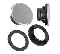 Tapa del orificio del grifo del fregadero, 2 juegos, tapa de Ø 44 mm, rosca de Ø 27,5 x 20 mm, rosetón de la tapa de acero inoxidable con junta y tuerca, tapón del orificio del grifo