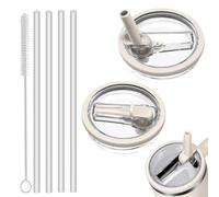 Tapa para Stanley Cup, Tapa a Prueba De Fugas para Stanley Cup 40 oz, Paquete de 2 piezas ABS Flip Straw Contiene 4 Pajitas Desmontables, Fácil de Limpiar y Reutilizable (Beige)