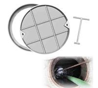 Tapa pozo de alcantarilla Tapa De Registro Para Empotrado Invisible Séptico De Metal, Cubierta Oculta De Mantenimiento De Servicios Públicos Antirrobo Con Gancho De Elevación(Outer Dia 23 in/584 MM)