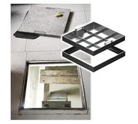 Tapa rectangular de acero inoxidable reforzado para tanque séptico, fácil de levantar con agujero de tracción, tamaño personalizado (34 x 34 pulgadas), cubierta de acceso invisible para caminos de