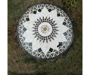 Tapa redonda decorativa para pozos de jardín, cubierta con base para tanques sépticos en entradas de vehículos, tapa metálica de inspección con gancho (Capacidad de carga: 10 toneladas)(A)