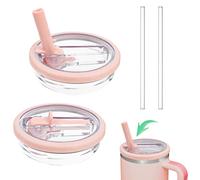 Tapa Stanley Anti Goteo 40 oz Con 2 Paja - Repuesto de Vasos a Prueba de Fugas y Polvo - Rosa