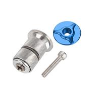 Tapa superior del auricular del vástago de la bicicleta, auricular de la aleación de aluminio auriculares superior de la tapa de la bicicleta expansor de la horquilla de bicicleta (Azul)