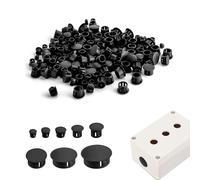 Tapa Tornillos Negro + Tapón de Plástico para Agujeros + 8 Tamaños Comunes + 160 Piezas + Diámetro 6-25mm + Color Negro