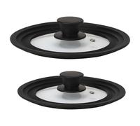 briebe TotaLid Juego de 2 Tapas de Sartén Universal con Borde de Silicona y Cristal Templado, Multidiámetro 16-18-20cm y 24-26-28cm, sin BPA, para Ollas, Cazuelas, Válvula de Vapor