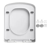 Tapa WC Asiento de inodoro cuadrado con cierre y liberación rápida un solo botón for una fácil instalación orificios fijación superiores bisagra ajustable