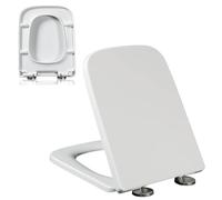 Tapa WC Cuadrado, Asiento de Inodoro con Cierre Suave y Liberación Rápida para una Fácil Limpieza, Tapa de Inodoro de Urea Formaldehído, Soporta Hasta 200Kg, Blanco, 04A, 35.5x45cm