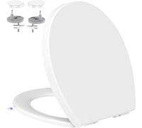 Tapa Wc Forma O Universal, YEAUPE PRO Asiento de Inodoro de Cierre Suave en Forma de O con Liberación Rápida para una Fácil Limpieza, Estándar ovalados, Blanco, 44,6 x 37,2 x 4,3 cm