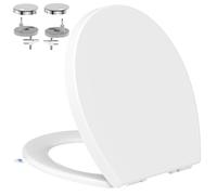 Tapa Wc Forma O Universal, YEAUPE PRO Asiento de Inodoro de Cierre Suave en Forma de O con Liberación Rápida para una Fácil Limpieza, Estándar ovalados, Blanco, 44,6 x 37,2 x 4,3 cm